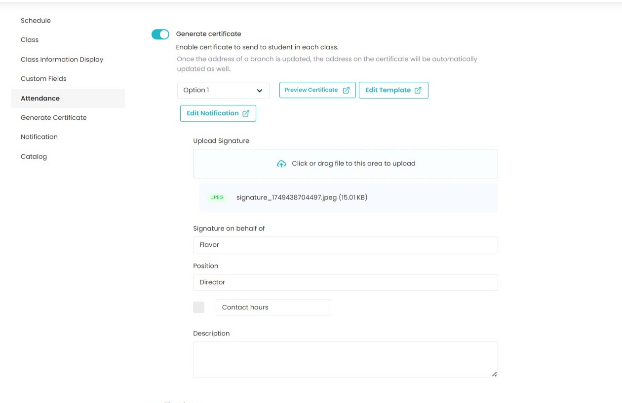 Certificate - option 1