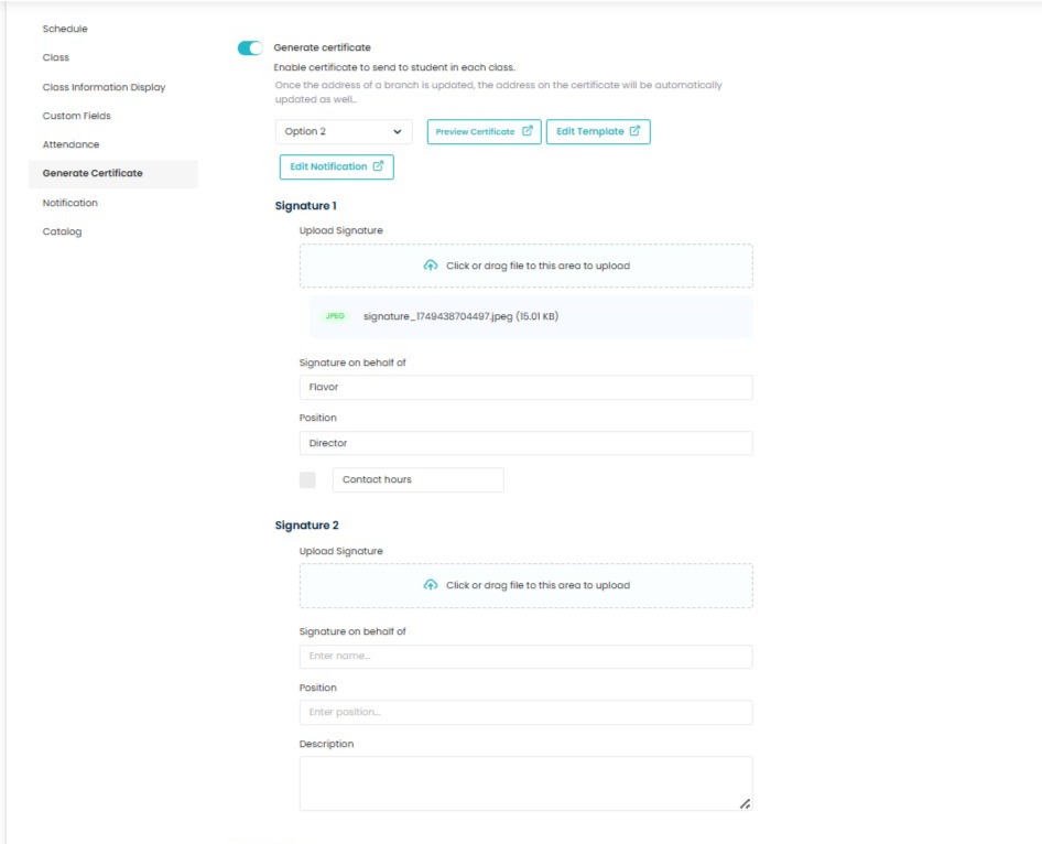 Certificate - option 2